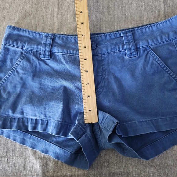 Anchor Blue Vintage y2k Blue Chino Micro Shorts Size 5 Super Low Rise - Picture 6 of 7